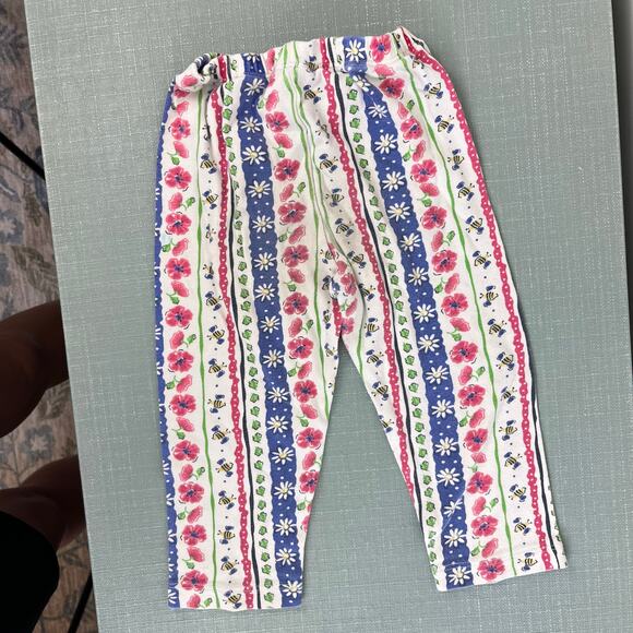 Vintage OshKosh B'gosh Striped Floral Garden Leggings 24 Months - Picture 4 of 9